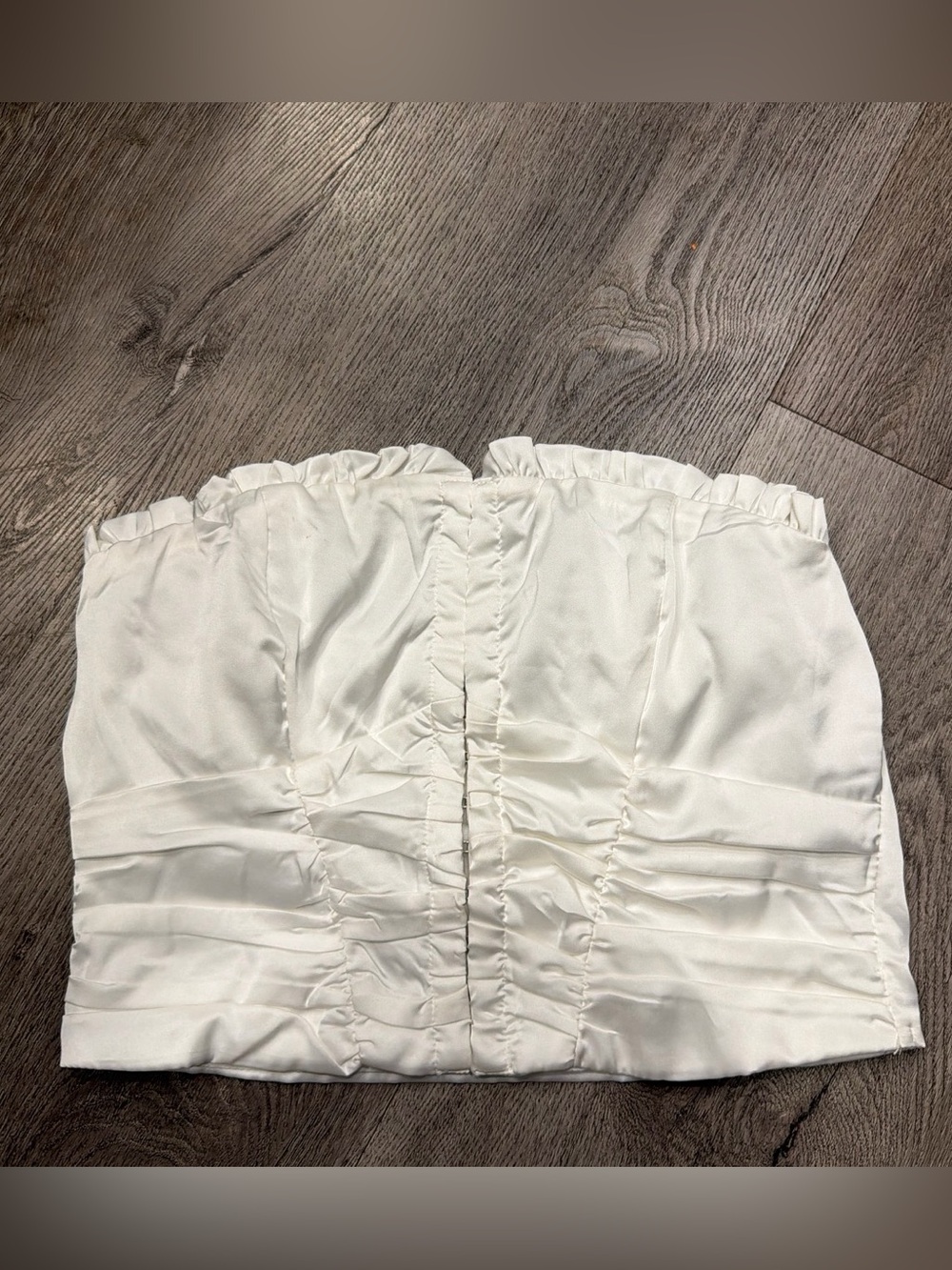 Princess Polly White Satin Ruched Strapless Skirt